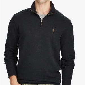 NWT Polo Ralph Lauren Sweatshirt Mens XLT Black Long Sleeve Quarter Zip Pullover